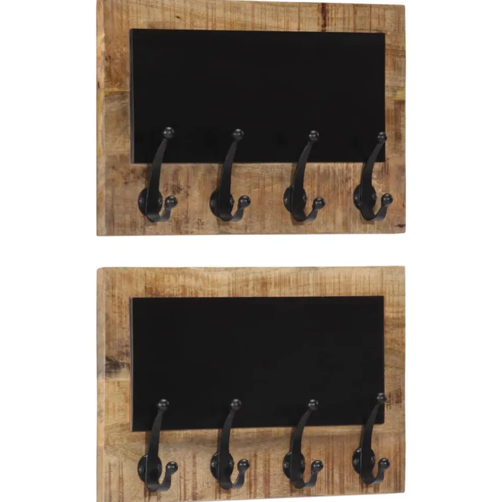 vidaXL Wandkapstokken 2 st met 4 haken massief mangohout