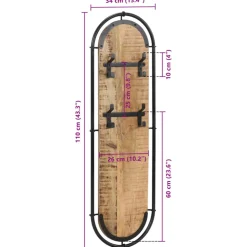 vidaXL Wandkapstokken 2 st met 4 haken massief ruw mangohout