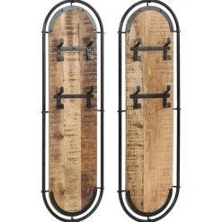 vidaXL Wandkapstokken 2 st met 4 haken massief ruw mangohout