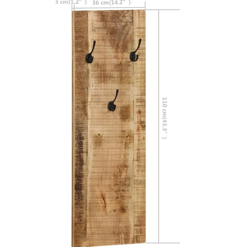 vidaXL Wandkapstokken 2 st 36x110x3 cm massief mangohout