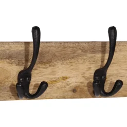 vidaXL Wandkapstok met 4 haken massief mangohout