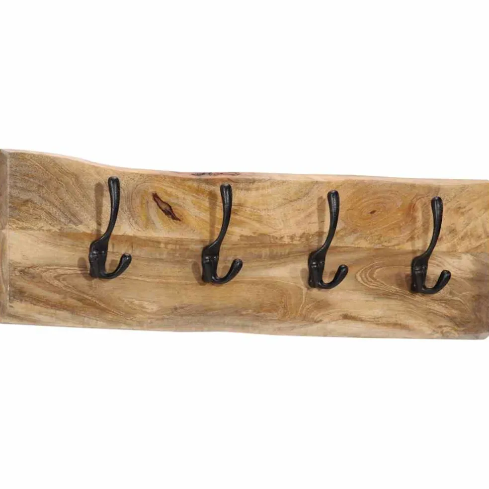 vidaXL Wandkapstok met 4 haken massief mangohout