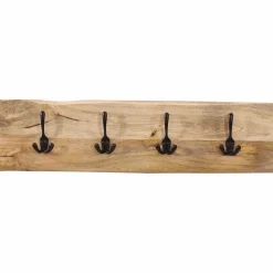 vidaXL Wandkapstok met 4 haken massief mangohout