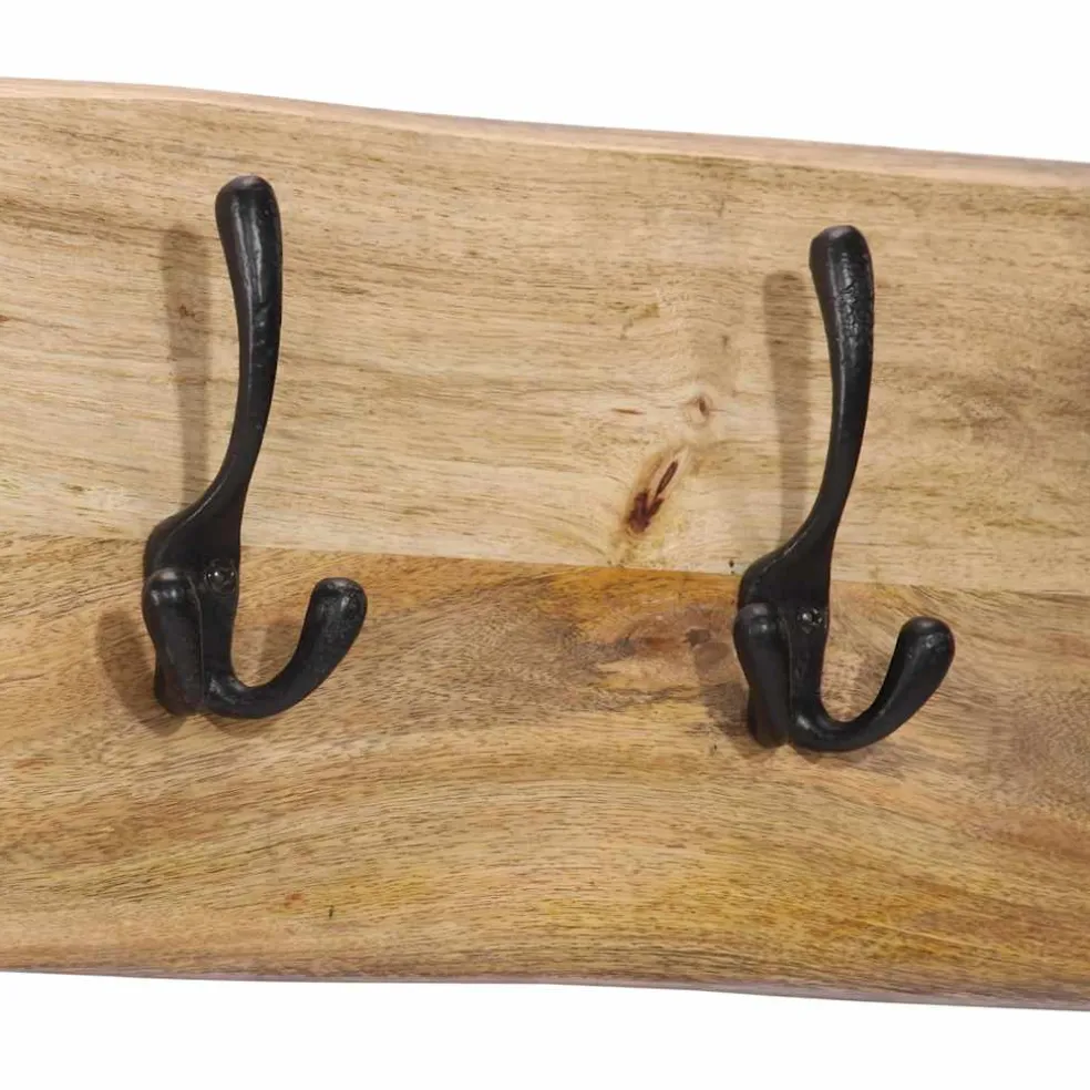 vidaXL Wandkapstok met 4 haken massief mangohout