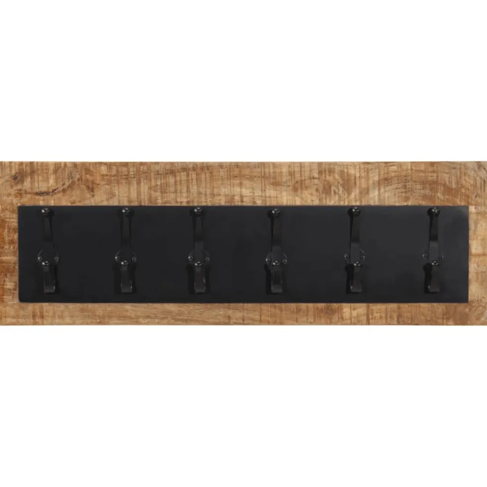 vidaXL Wandkapstok met 6 haken massief mangohout