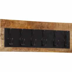 vidaXL Wandkapstok met 6 haken massief mangohout