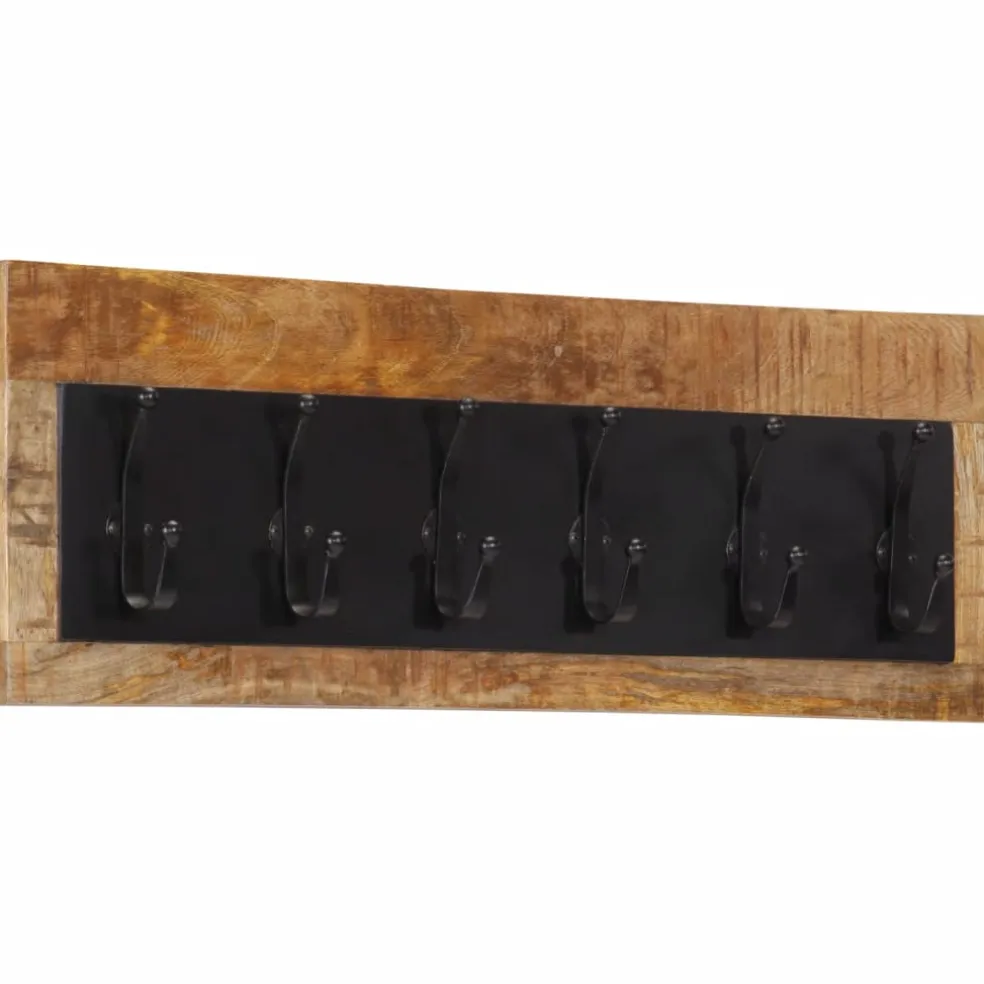 vidaXL Wandkapstok met 6 haken massief mangohout