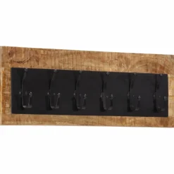 vidaXL Wandkapstok met 6 haken massief mangohout