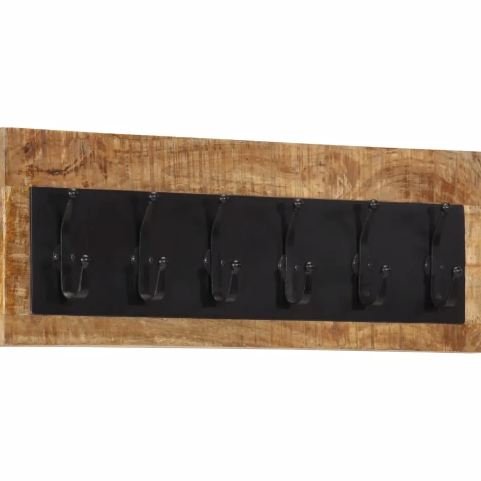 vidaXL Wandkapstok met 6 haken massief mangohout
