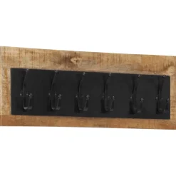 vidaXL Wandkapstok met 6 haken massief mangohout