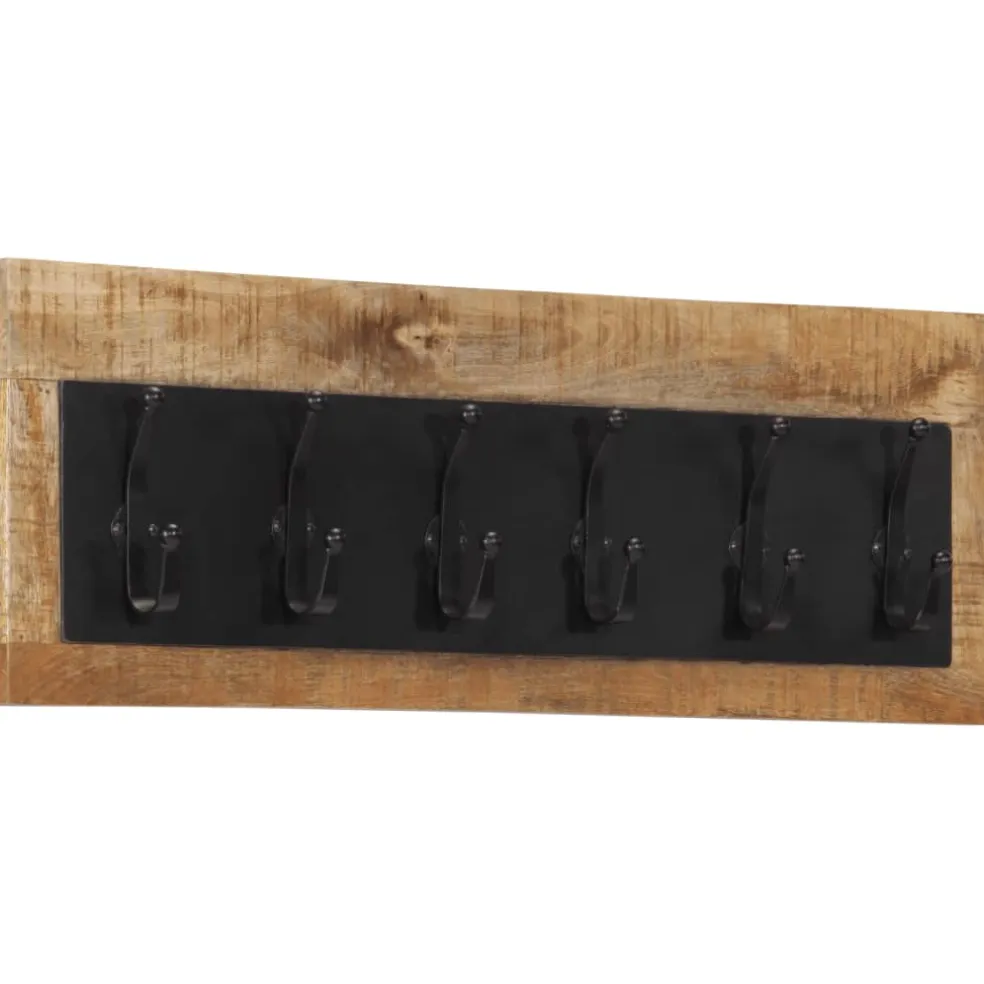 vidaXL Wandkapstok met 6 haken massief mangohout