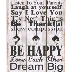 vidaXL Wandkapstok met 6 haken FAMILY RULES 120x40 cm