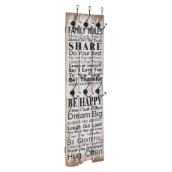 vidaXL Wandkapstok met 6 haken FAMILY RULES 120x40 cm