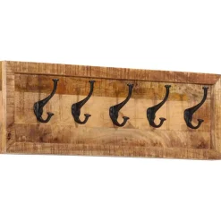 vidaXL Wandkapstok met 5 haken massief mangohout