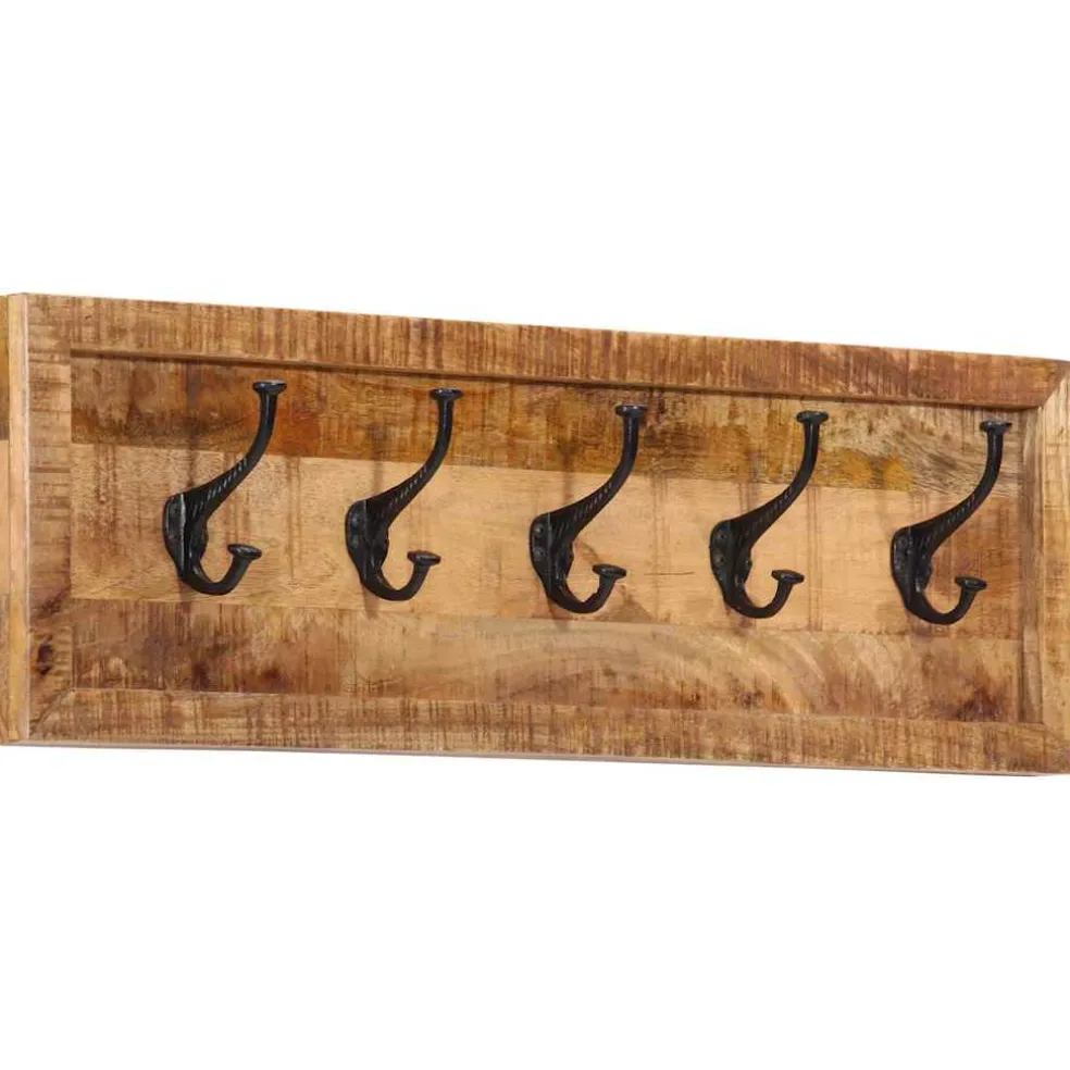 vidaXL Wandkapstok met 5 haken massief mangohout