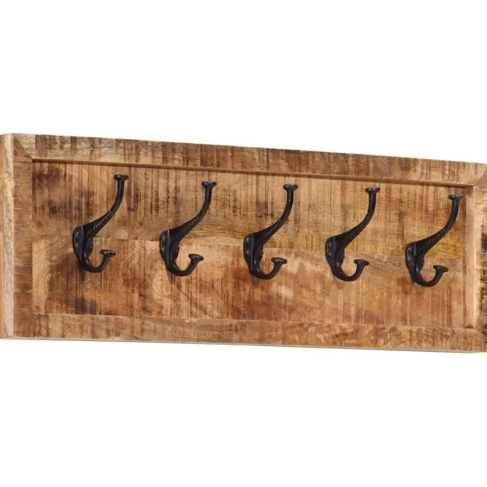 vidaXL Wandkapstok met 5 haken massief mangohout