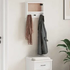 vidaXL Wandkapstok SANDNES wit 45x12x35 cm massief grenenhout
