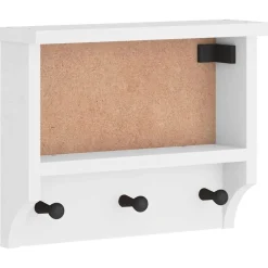 vidaXL Wandkapstok SANDNES wit 45x12x35 cm massief grenenhout