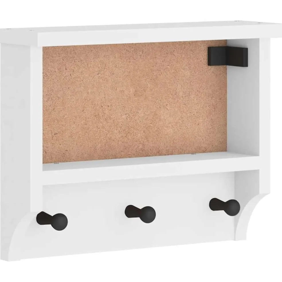 vidaXL Wandkapstok SANDNES wit 45x12x35 cm massief grenenhout