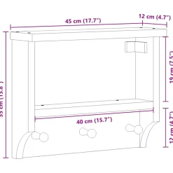 vidaXL Wandkapstok SANDNES wit 45x12x35 cm massief grenenhout