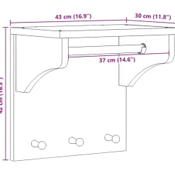 vidaXL Wandkapstok SANDNES 43x30x42 cm massief grenenhout