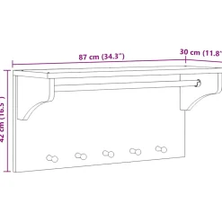 vidaXL Wandkapstok SANDNES 87x30x42 cm massief grenenhout