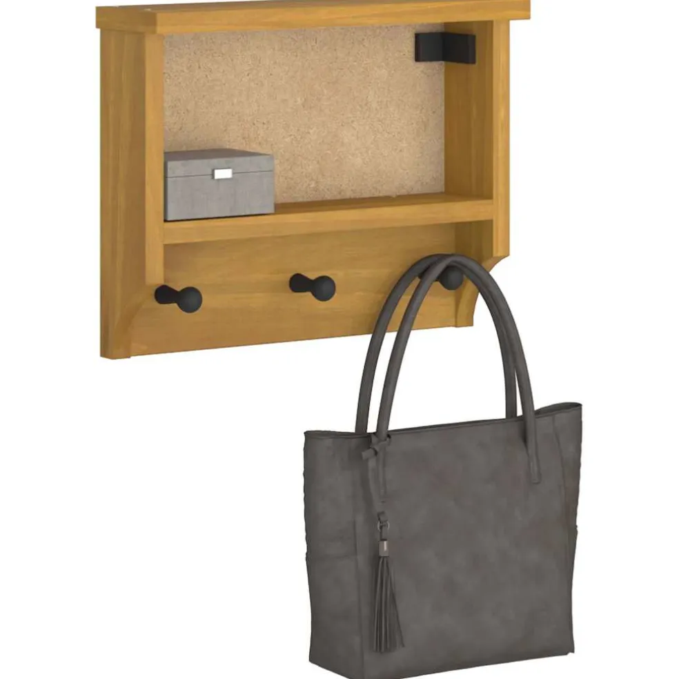 vidaXL Wandkapstok SANDNES 45x12x35 cm massief grenenhout