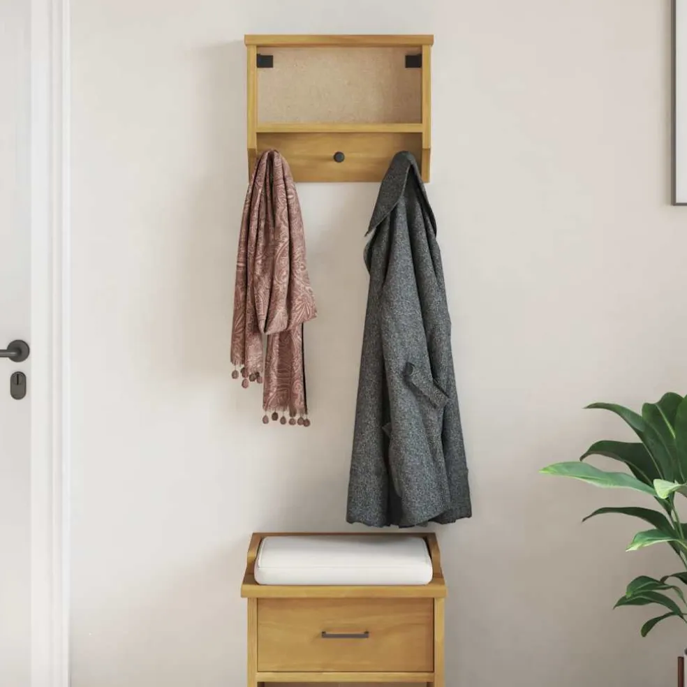 vidaXL Wandkapstok SANDNES 45x12x35 cm massief grenenhout