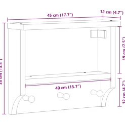 vidaXL Wandkapstok SANDNES 45x12x35 cm massief grenenhout