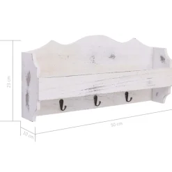 vidaXL Wandkapstok 50x10x23 cm hout wit