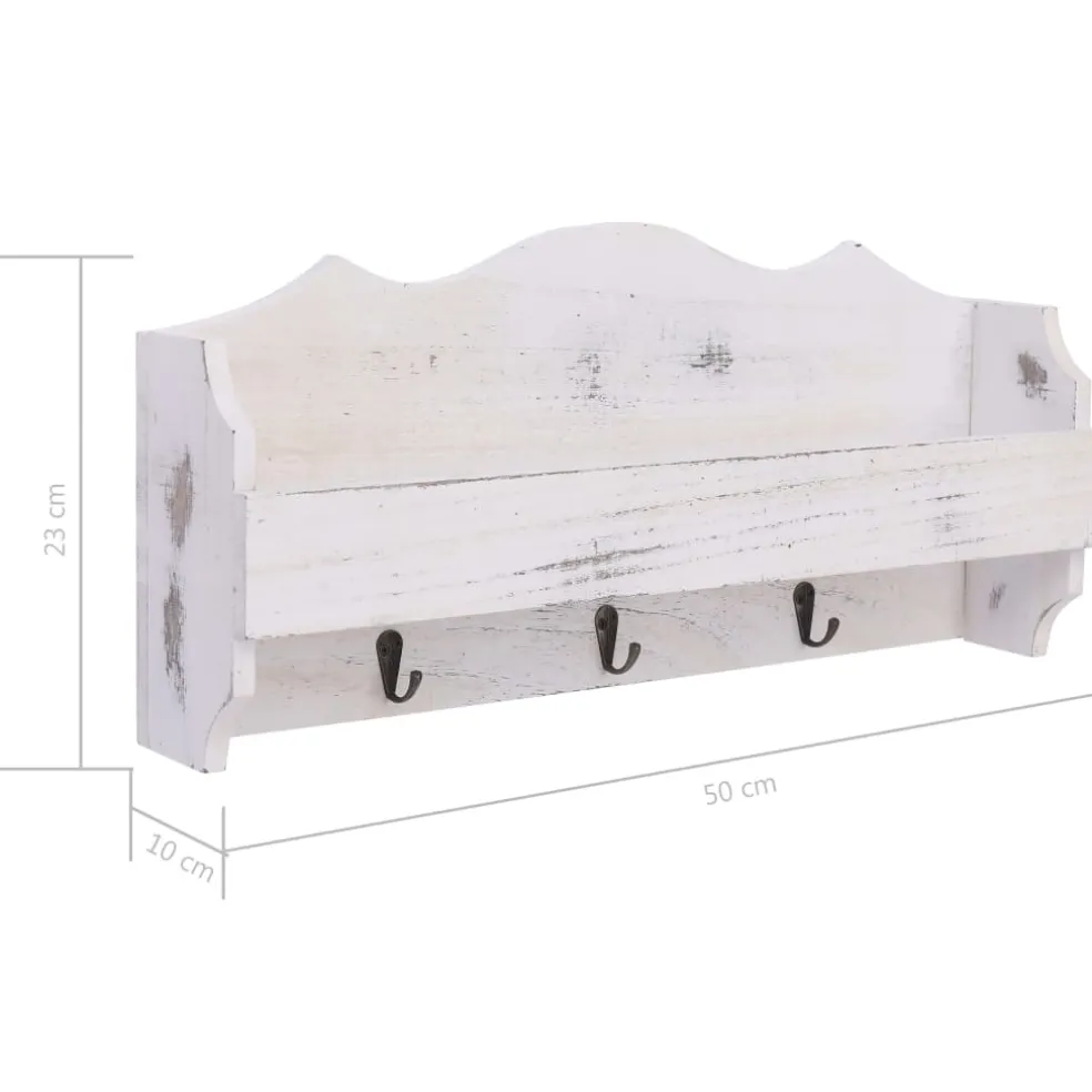 vidaXL Wandkapstok 50x10x23 cm hout wit