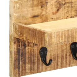 vidaXL Wandkapstok 60x15x20 cm massief ruw mangohout