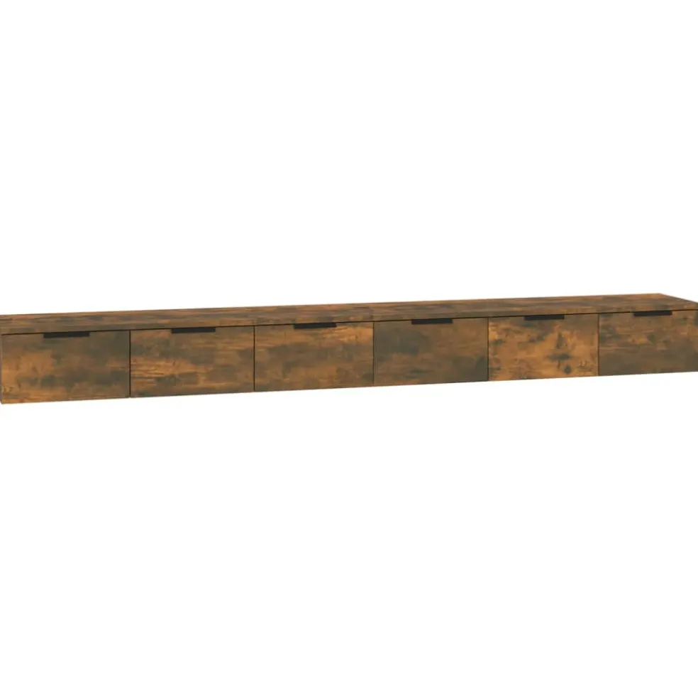 vidaXL Wandkasten 2 st 102x30x20 bewerkt hout gerookt eikenkleurig