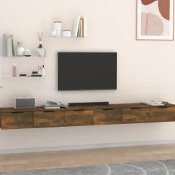 vidaXL Wandkasten 2 st 102x30x20 bewerkt hout gerookt eikenkleurig