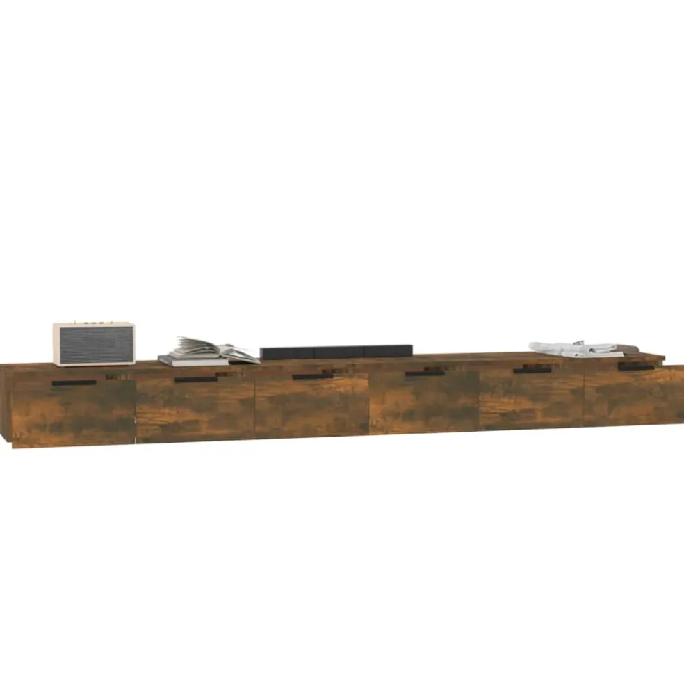 vidaXL Wandkasten 2 st 102x30x20 bewerkt hout gerookt eikenkleurig