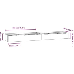 vidaXL Wandkasten 2 st 102x30x20 bewerkt hout gerookt eikenkleurig