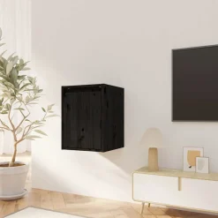 vidaXL Wandkasten 2 st 30x30x40 cm massief grenenhout zwart