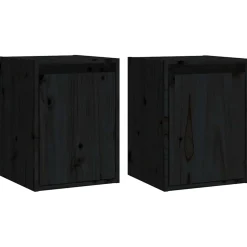 vidaXL Wandkasten 2 st 30x30x40 cm massief grenenhout zwart