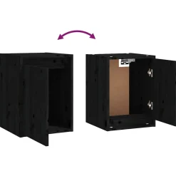 vidaXL Wandkasten 2 st 30x30x40 cm massief grenenhout zwart