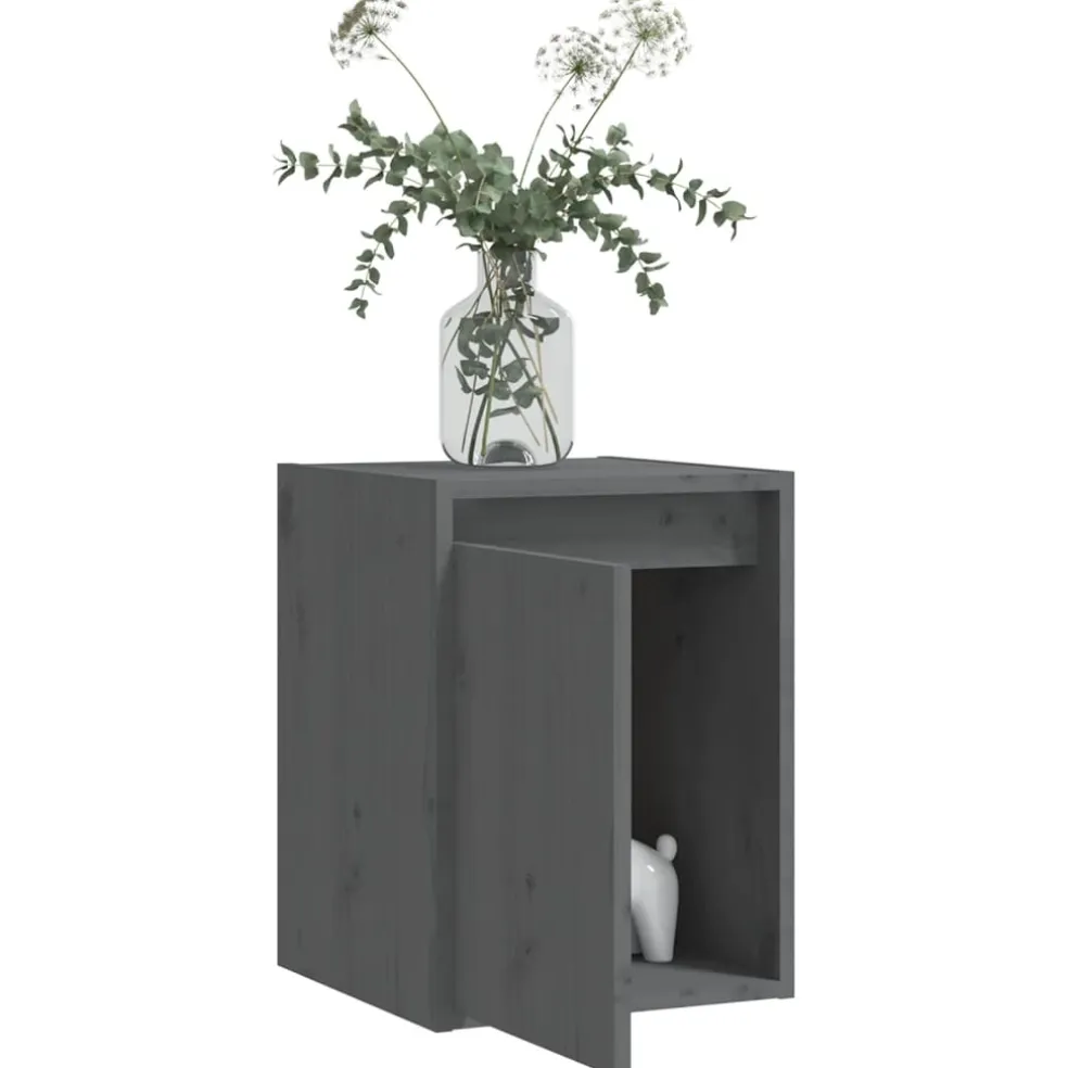 vidaXL Wandkasten 2 st 30x30x40 cm massief grenenhout grijs