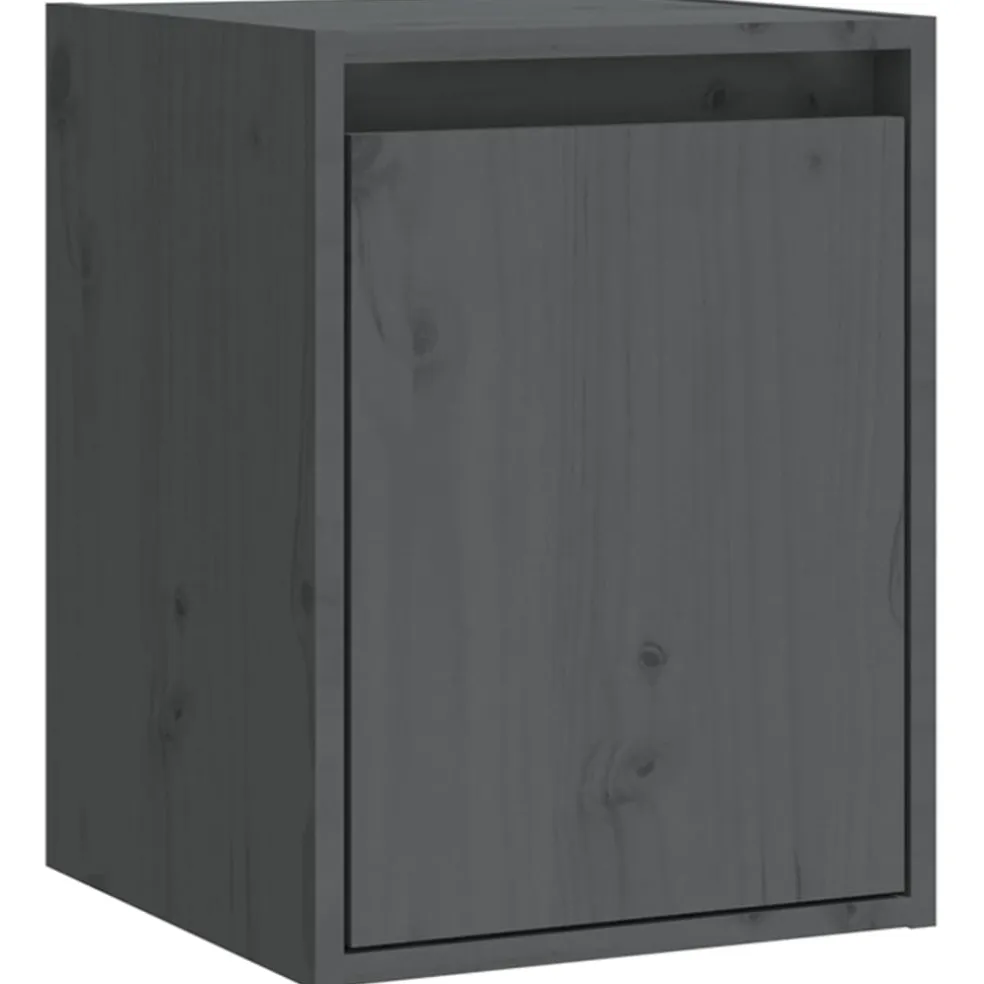vidaXL Wandkasten 2 st 30x30x40 cm massief grenenhout grijs