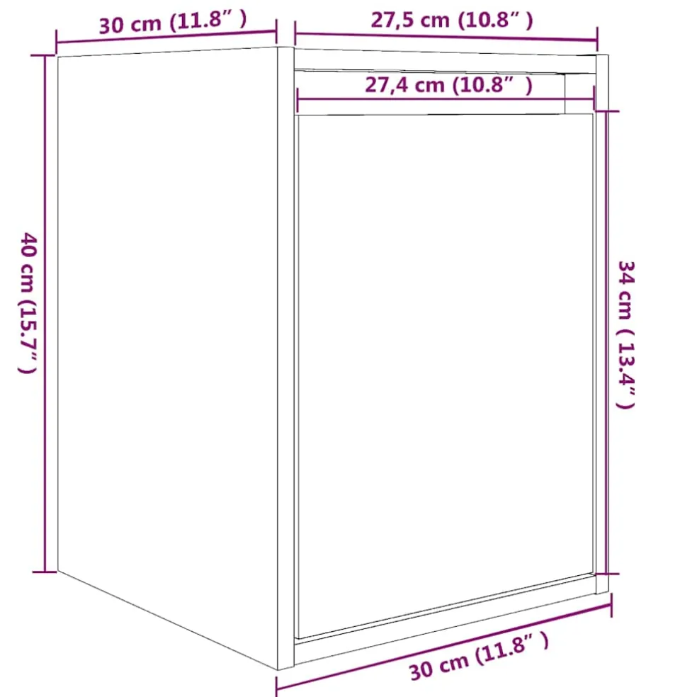vidaXL Wandkasten 2 st 30x30x40 cm massief grenenhout honingbruin
