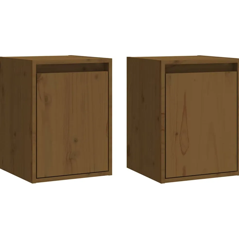 vidaXL Wandkasten 2 st 30x30x40 cm massief grenenhout honingbruin