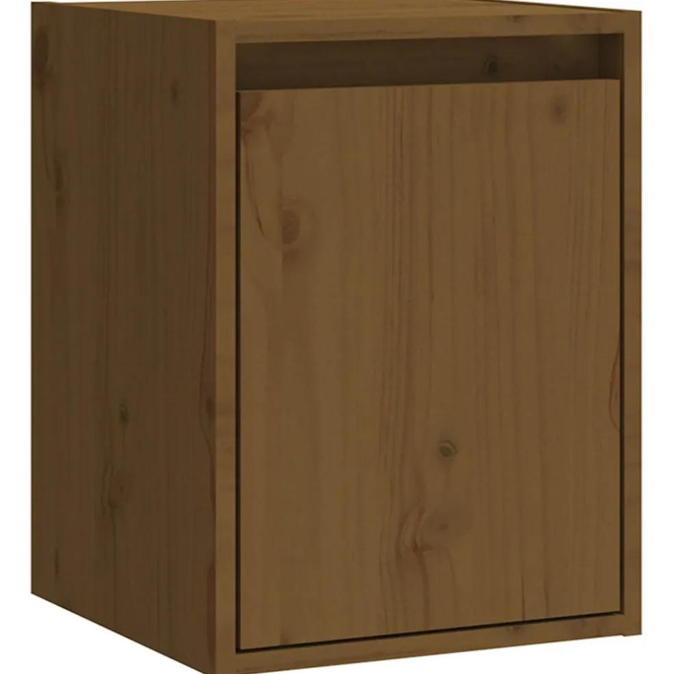 vidaXL Wandkasten 2 st 30x30x40 cm massief grenenhout honingbruin