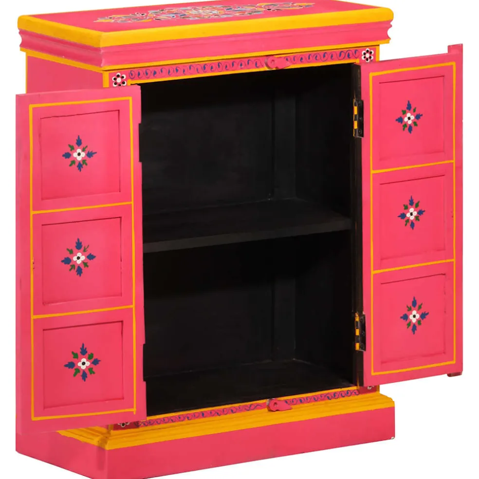 vidaXL Wandkast handgeschilderd massief mangohout roze