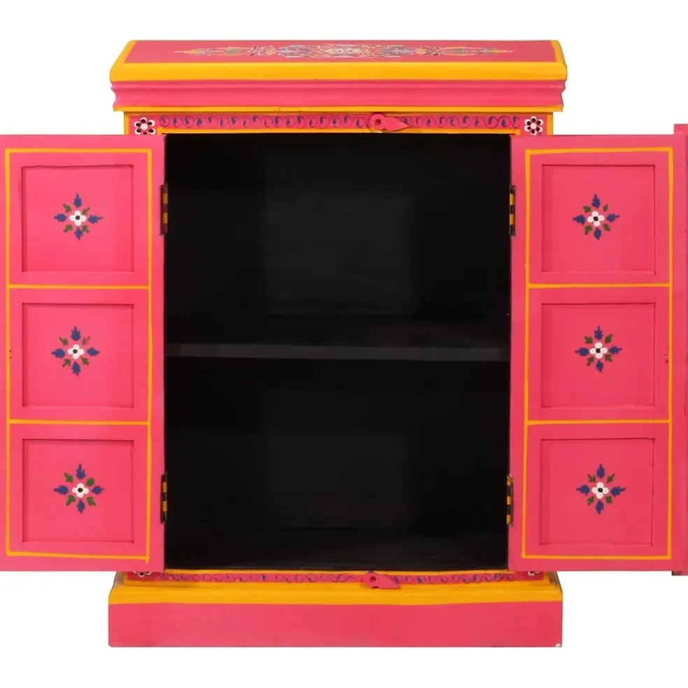 vidaXL Wandkast handgeschilderd massief mangohout roze