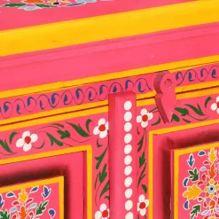 vidaXL Wandkast handgeschilderd massief mangohout roze