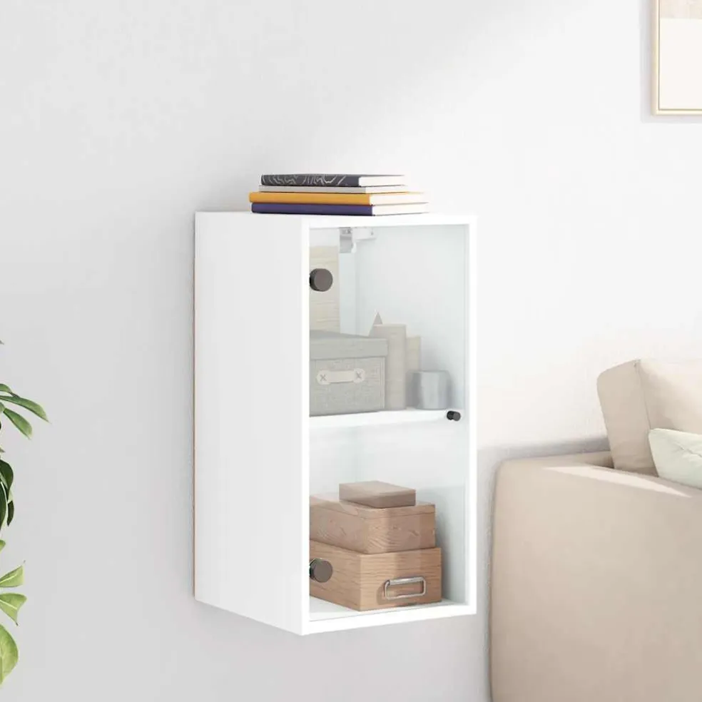vidaXL Wandkast met glazen deuren 35x37x68,5 cm wit