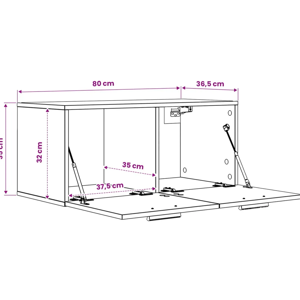 vidaXL Wandkast Muurmontage Artisanaal eiken 80 x 36,5 x 35 cm