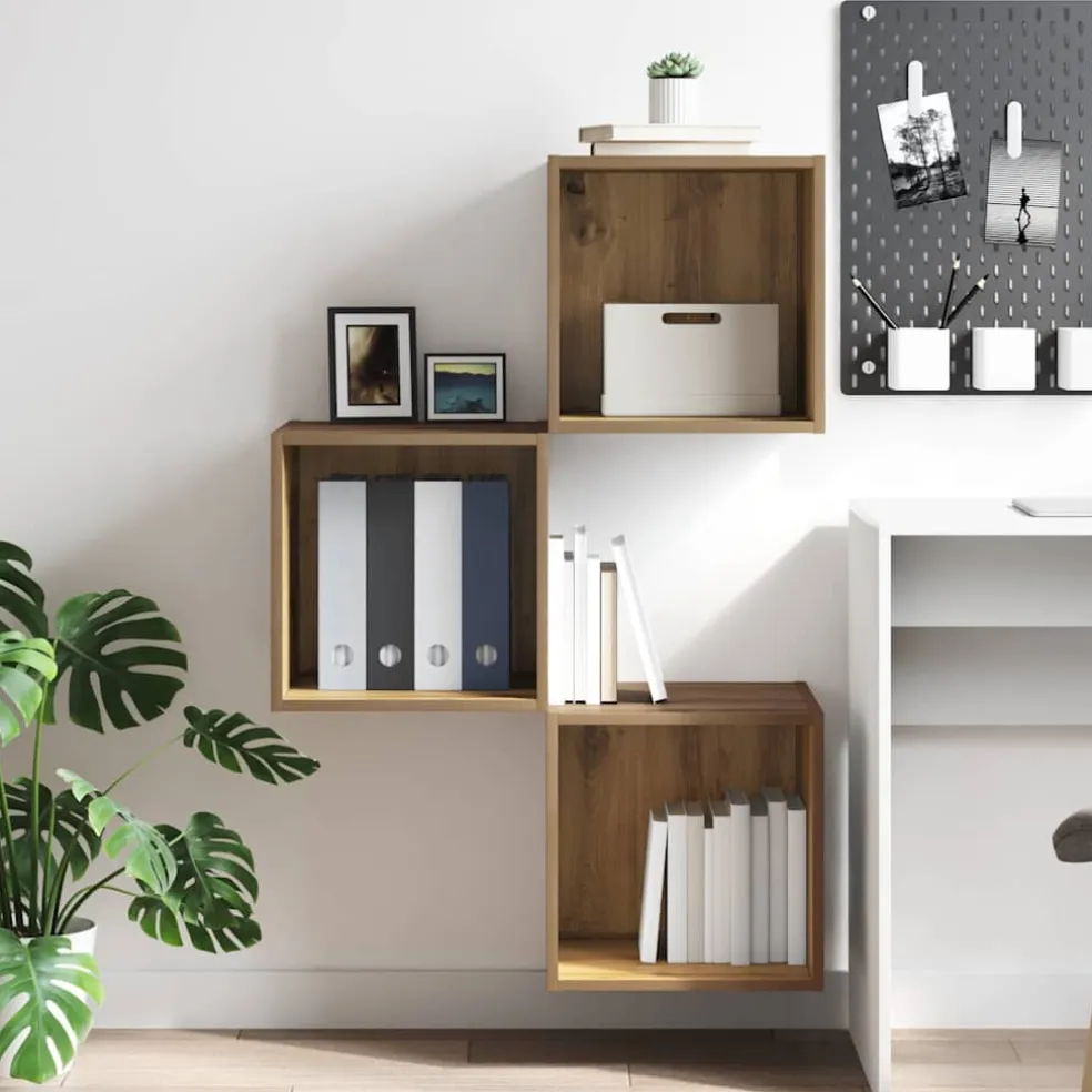 vidaXL Wandkast Muurmontage Artisan Eiken 37 x 37 x 37 cm Bewerkt hout